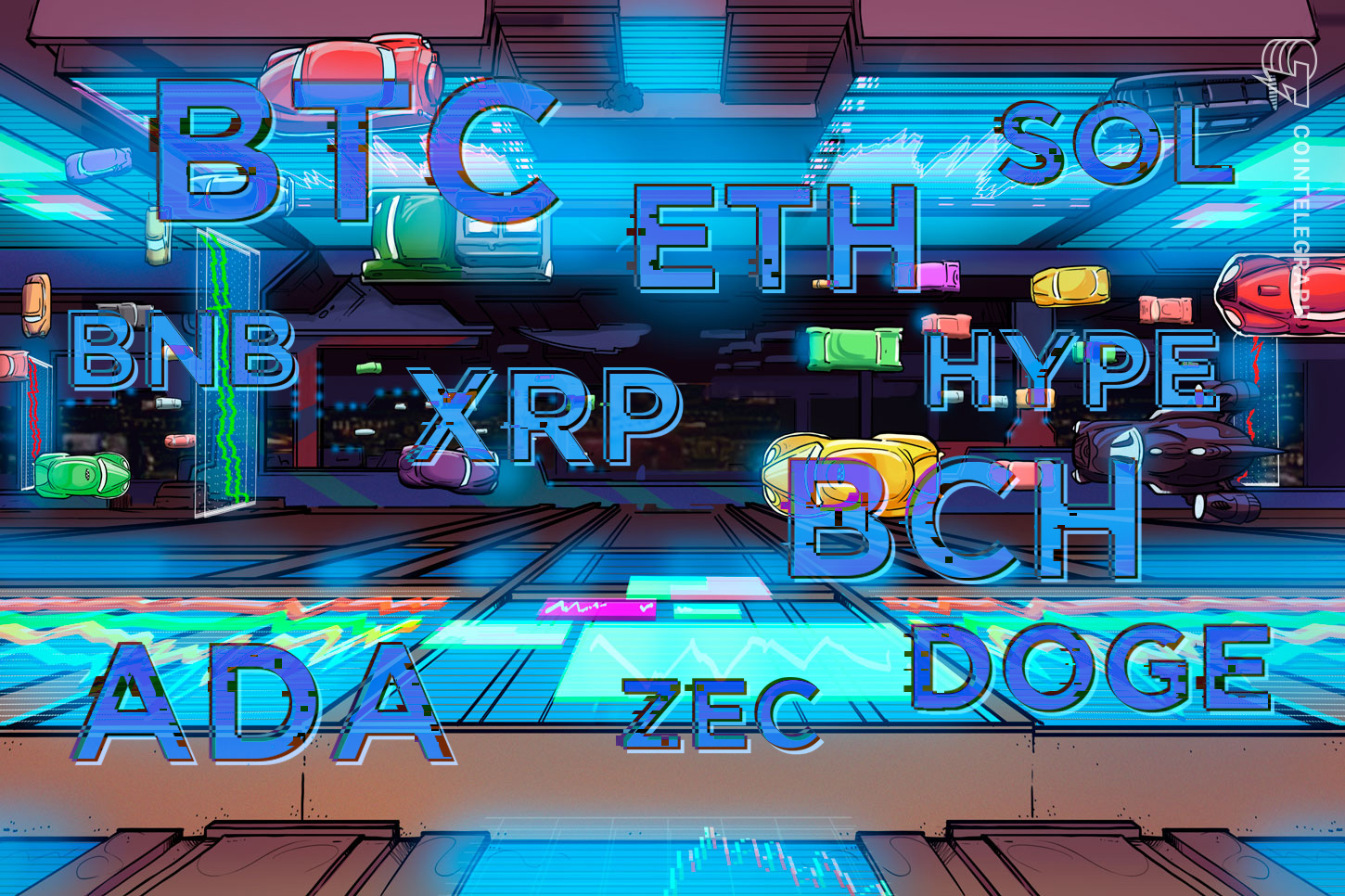Cryptocurrency charts showing price movements and technical indicators.