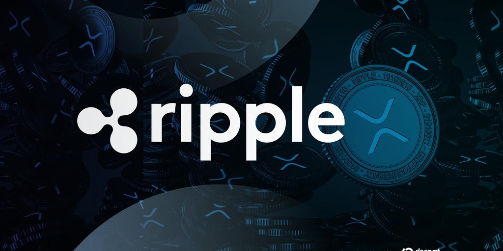 A graphic illustration showing Ripple's logo with a backdrop of interconnected financial networks and upward trending charts.