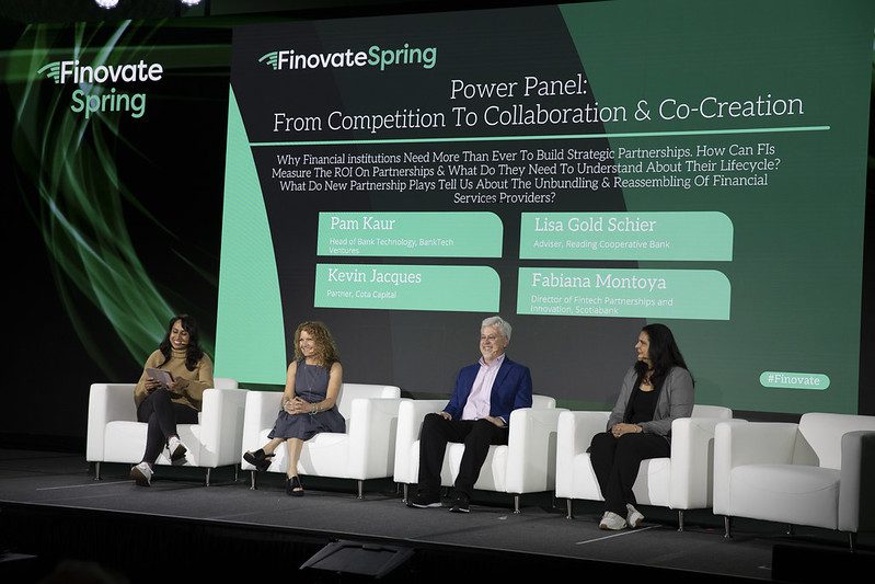FinovateSpring 2026 conference agenda showing sessions on agentic AI, stablecoins, and embedded finance in San Diego