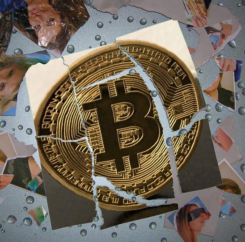 미-이란 갈등과 유 봉쇄 위협 상징 불꽃 속 추락하는 비트코인 가격 차트