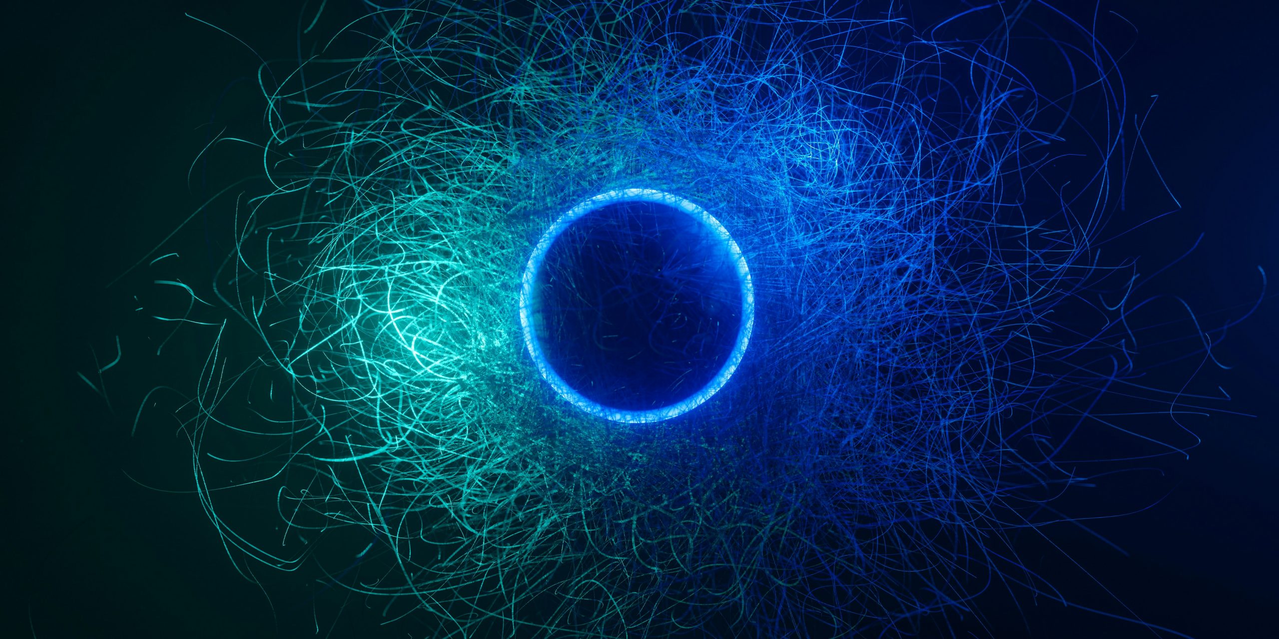 Abstract representation of quantum entanglement and network connections.