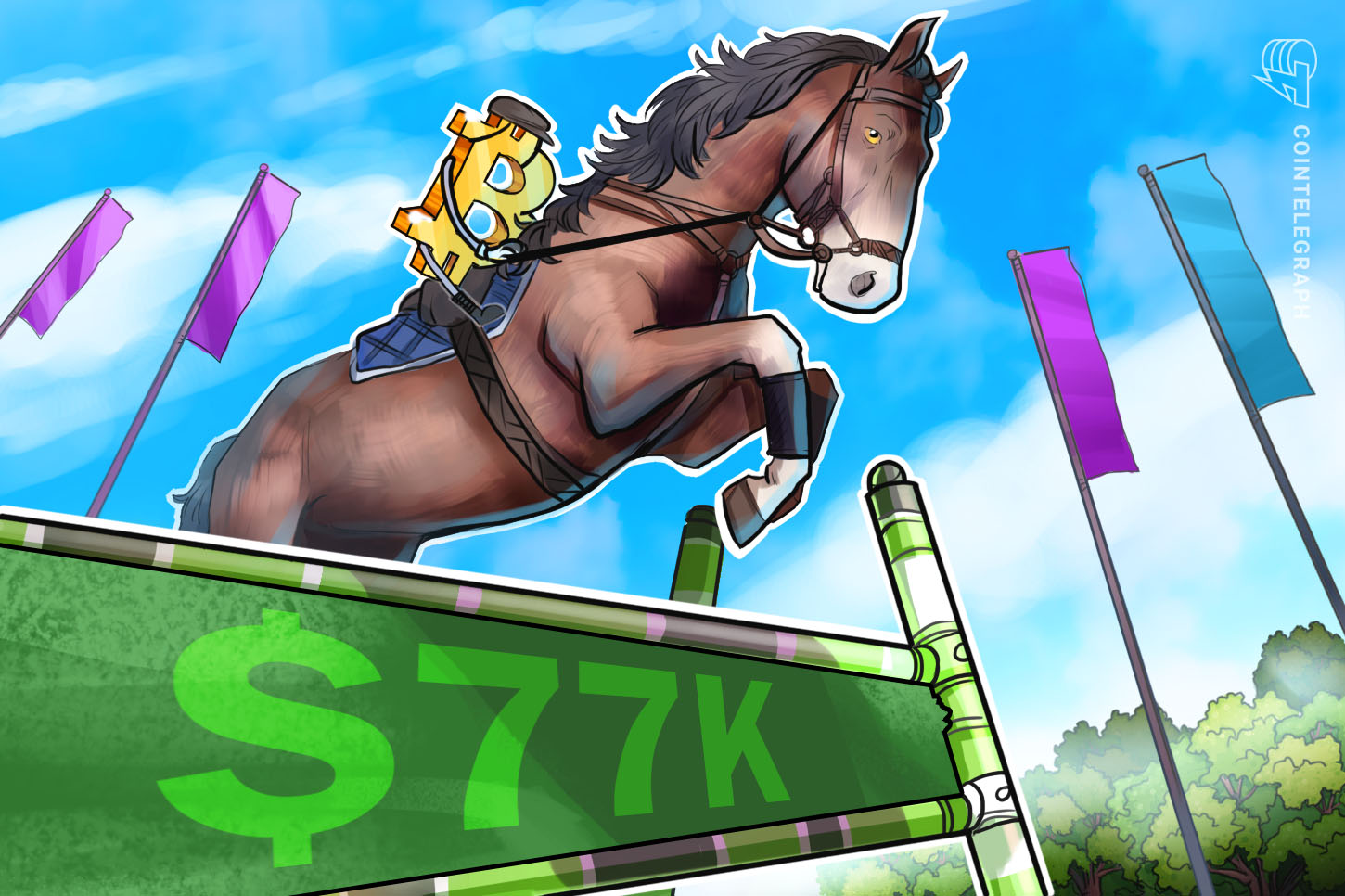 A chart showing Bitcoin price action with upward trends and indicators.