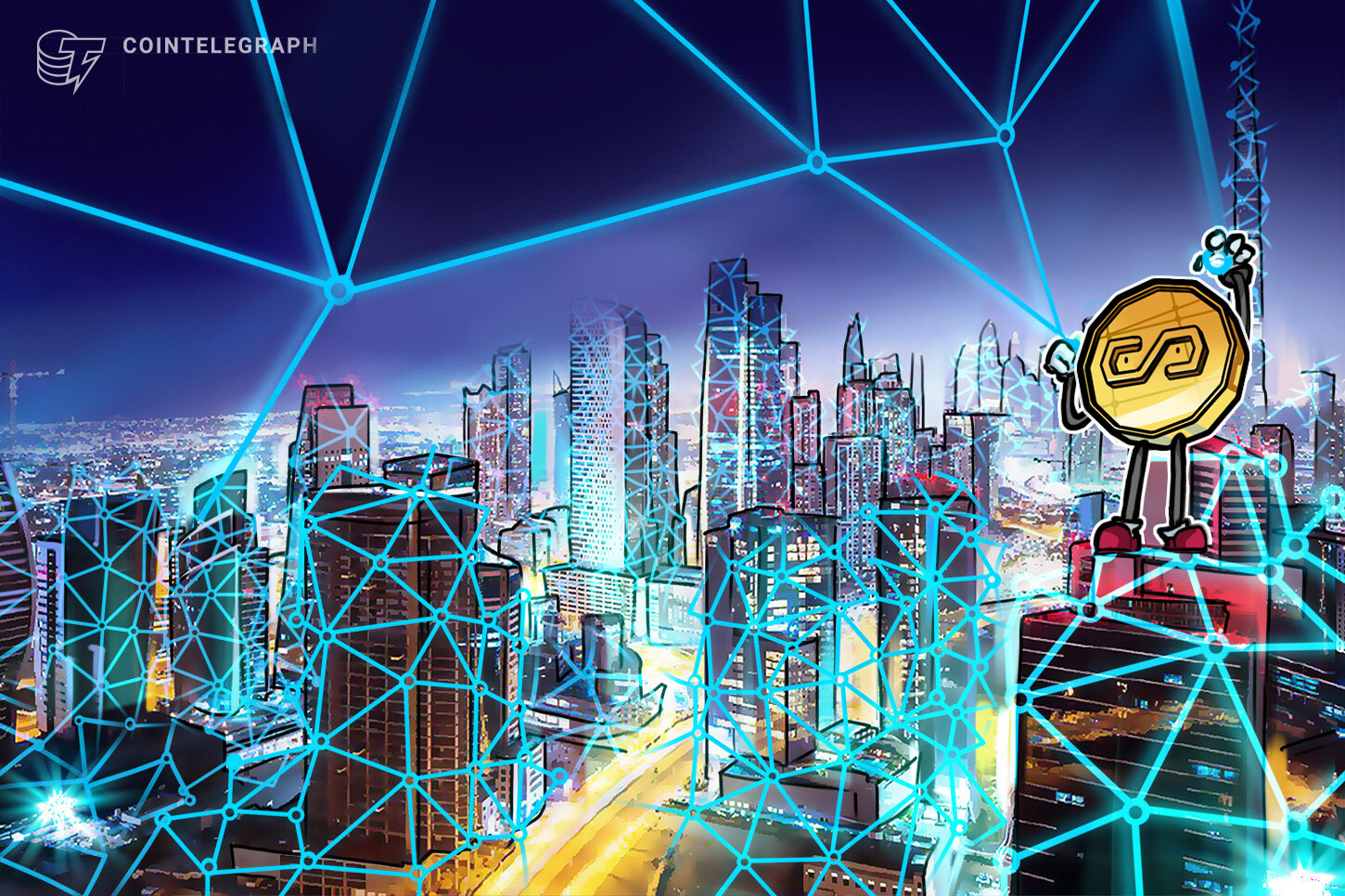 UAE flag alongside digital currency symbols, symbolizing financial technology advancement.