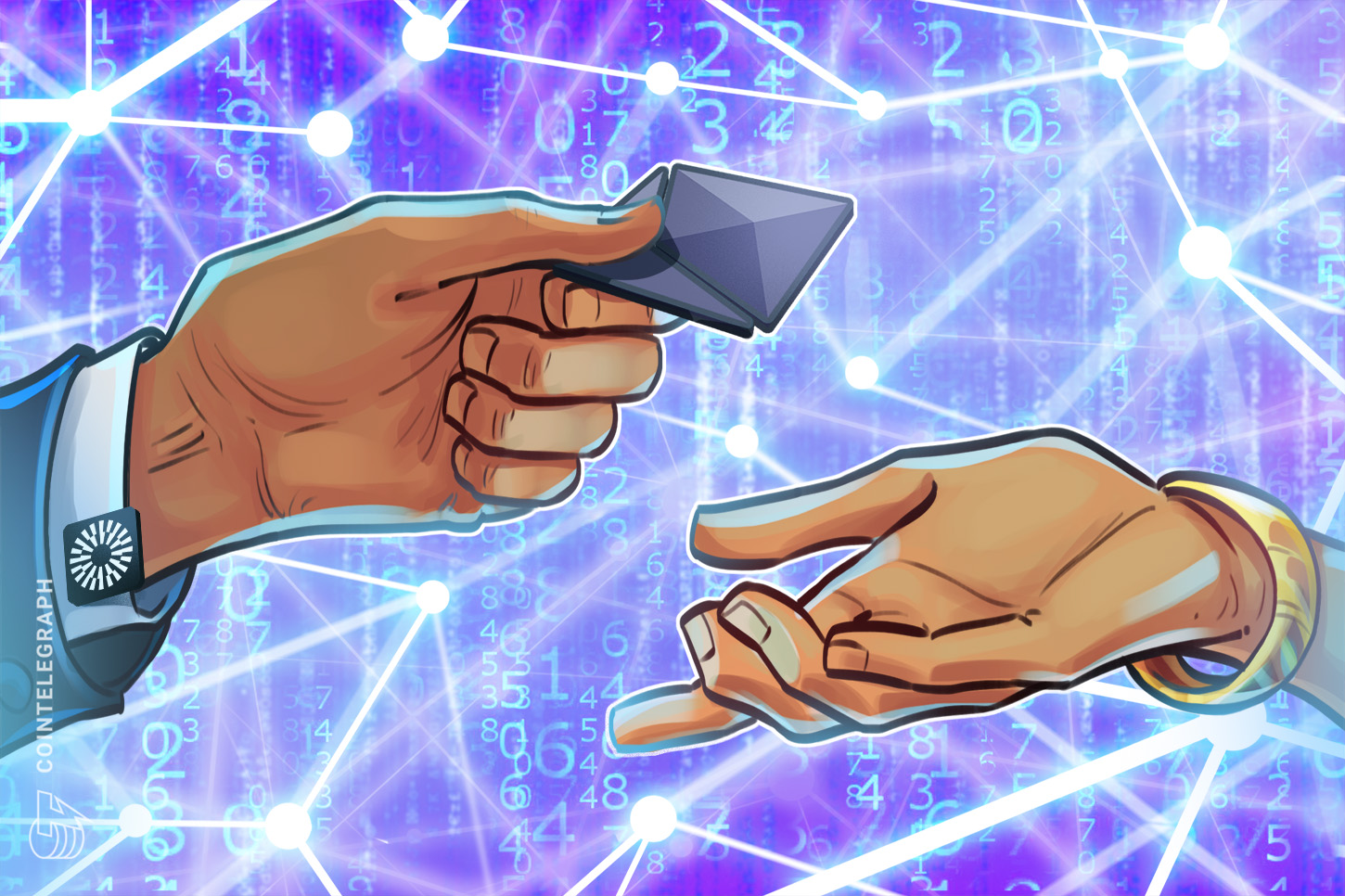 A digital representation of interconnected financial networks with a glowing central node.