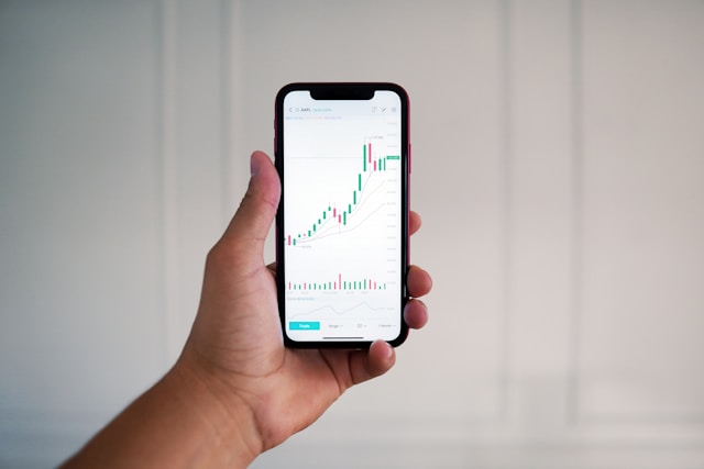 Fintech illustration of digital asset trading with connected financial networks