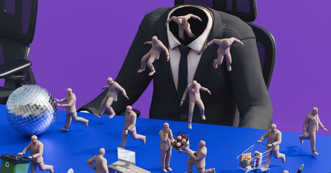 A programmer looking overwhelmed by glowing lines of code originating from their computer screen, representing AI agents.