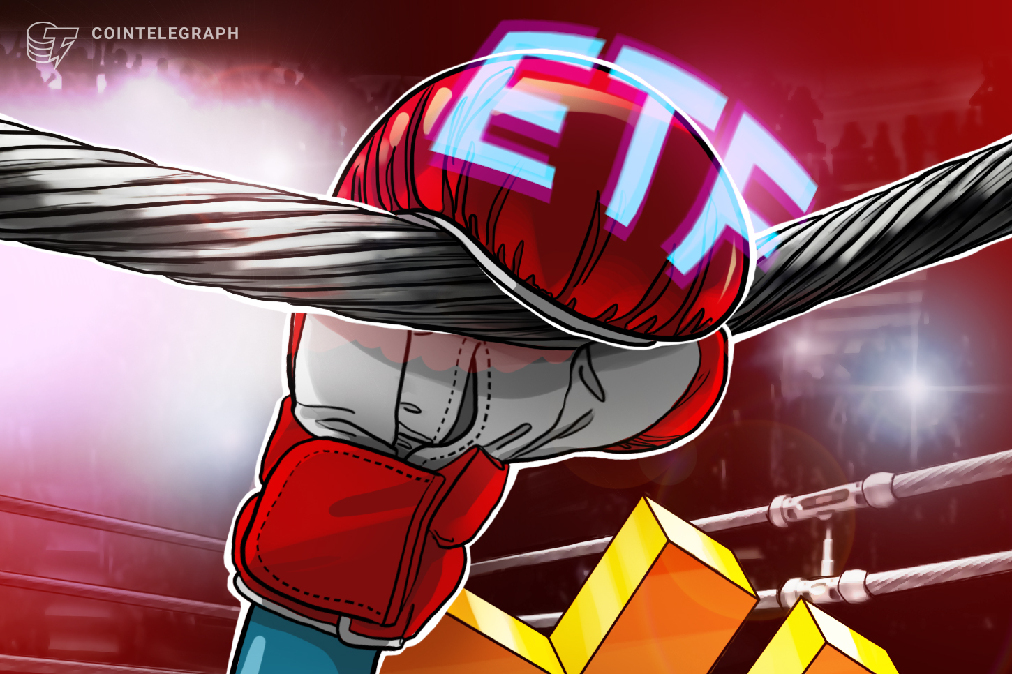 Graph showing increasing Bitcoin ETF outflows, with a red downward trend line.