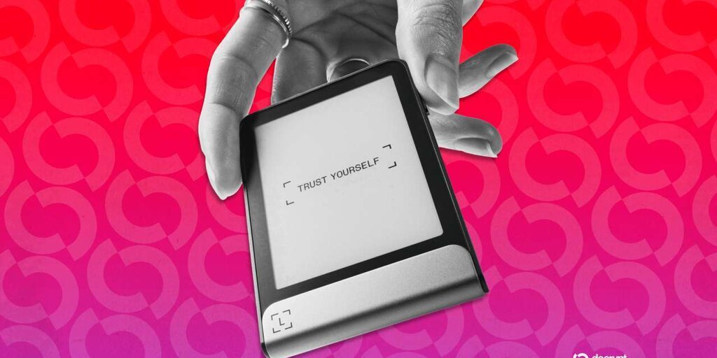 A close-up of a suspicious letter with Ledger branding and a red warning indicator, representing the phishing scam targeting hardware wallet users