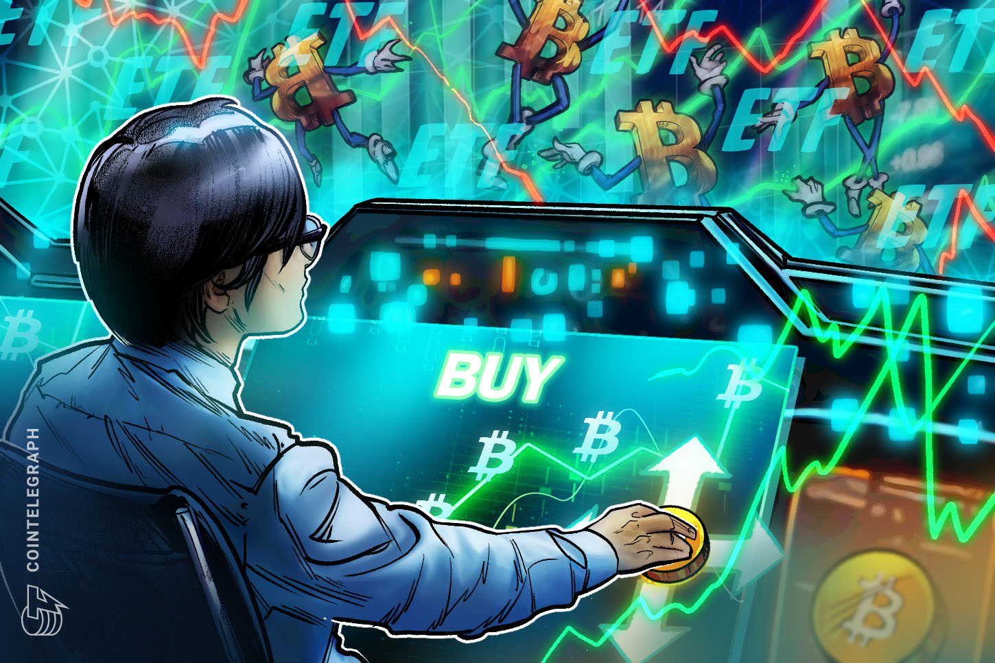 Graph showing Bitcoin ETF outflows with a spotlight on a potential 'buy signal'.