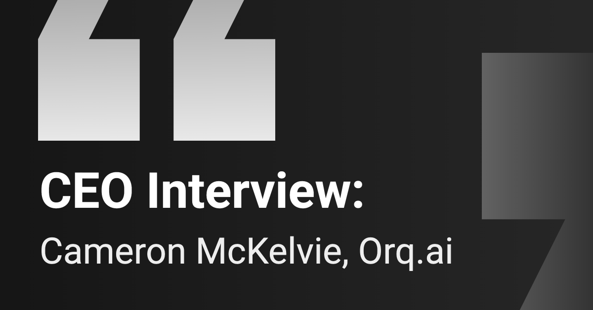 Cameron McKelvie, Orq.ai Head of AI Implementation, in interview setting