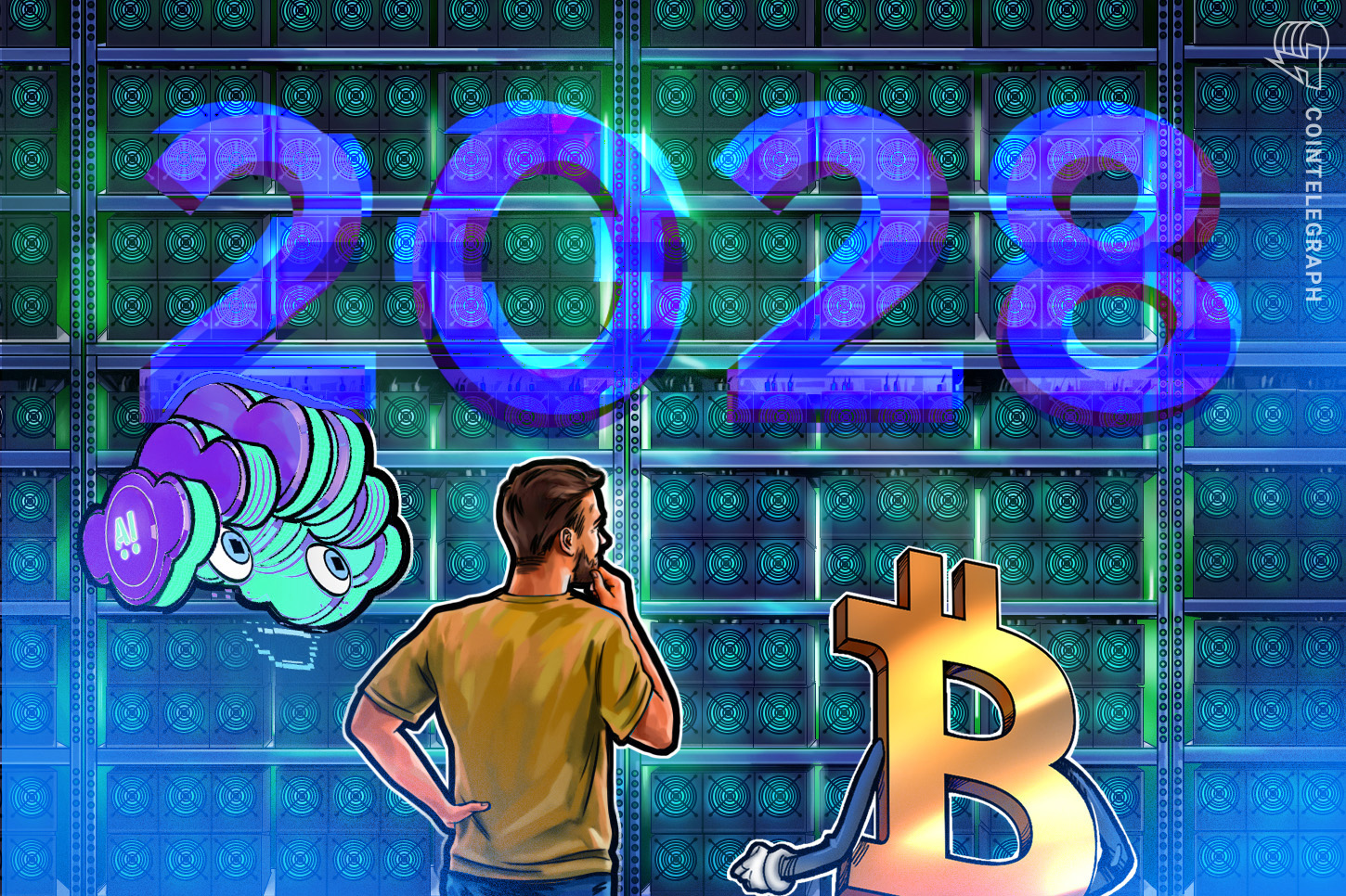 A close-up of interconnected mining hardware with blinking lights, suggesting complex operations and high energy consumption.